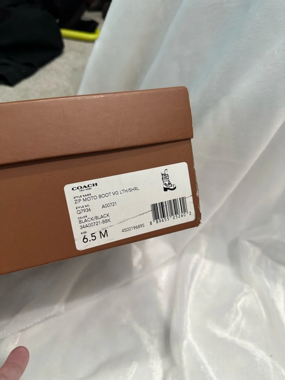 Coach Black Leather Shearling-Trim Buckle Moto Boot - Picture 6 of 6